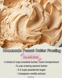 Delicious homemade peanut butter frosting spread on a chocolate cupcake.