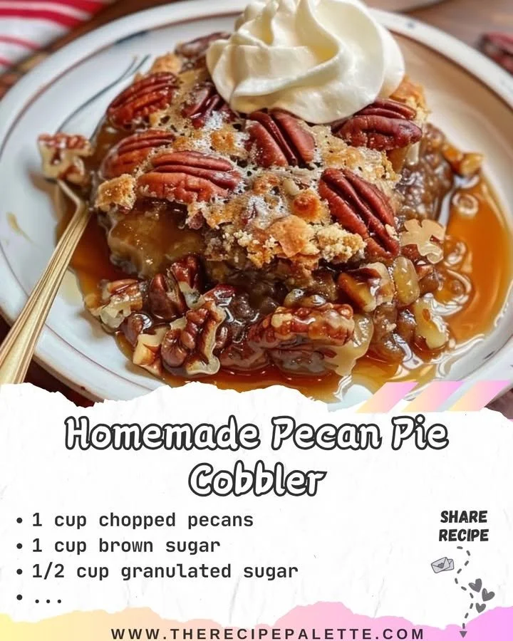 Delicious homemade pecan pie cobbler served in a dish.