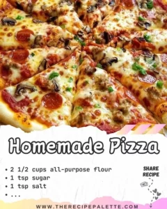 Homemade pizza topped with fresh ingredients and cheese