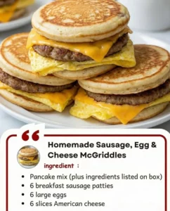 Homemade Sausage, Egg & Cheese McGriddles on a plate