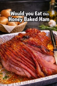 Delicious Honey Baked Ham served for a festive meal