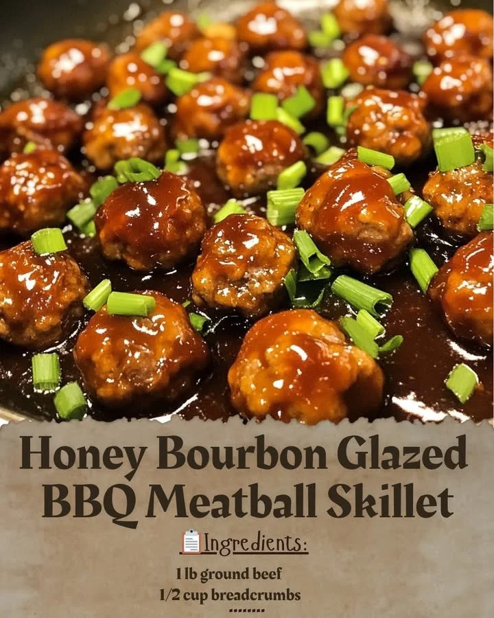 Honey Bourbon Glazed BBQ Meatball Skillet