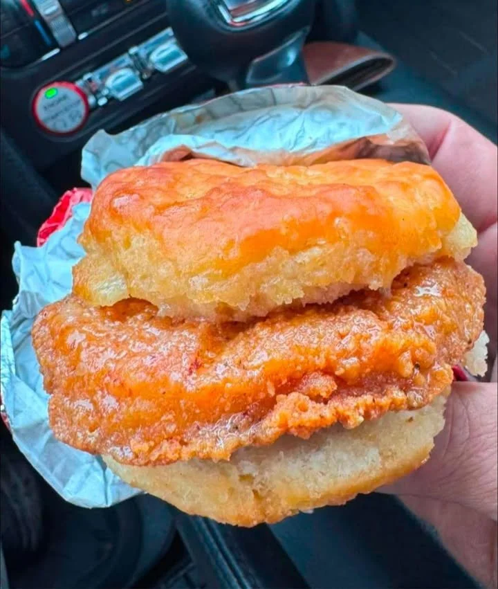 Honey Butter Chicken Sandwich with crispy chicken and honey butter toppings