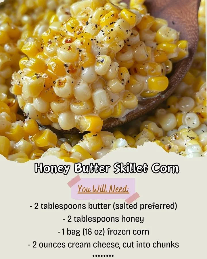 Delicious Honey Butter Skillet Corn served in a cast iron pan
