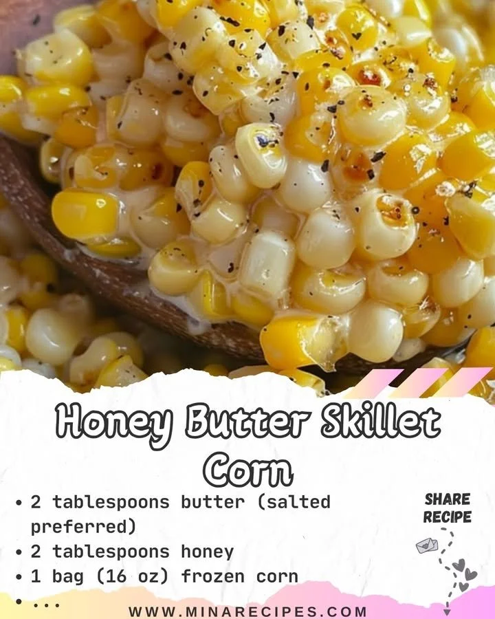 Honey Butter Skillet Corn in a cast iron pan with fresh herbs garnishing.