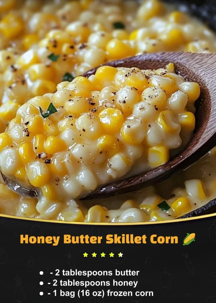 Delicious honey butter skillet corn dish garnished with herbs