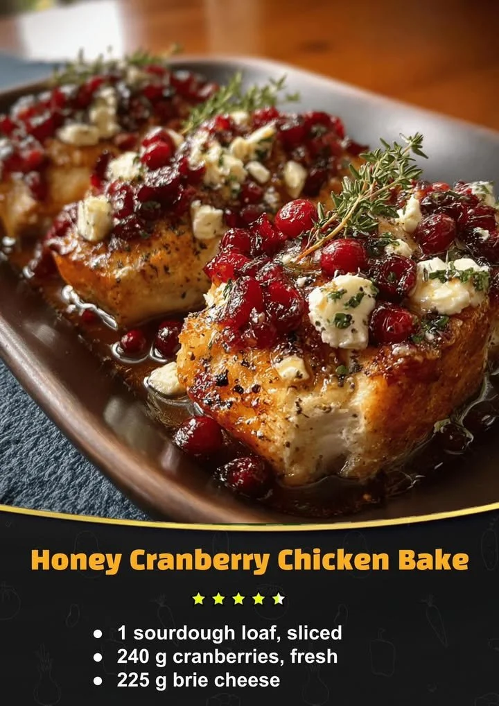 Honey Cranberry Chicken Bake with succulent chicken and a tangy cranberry glaze