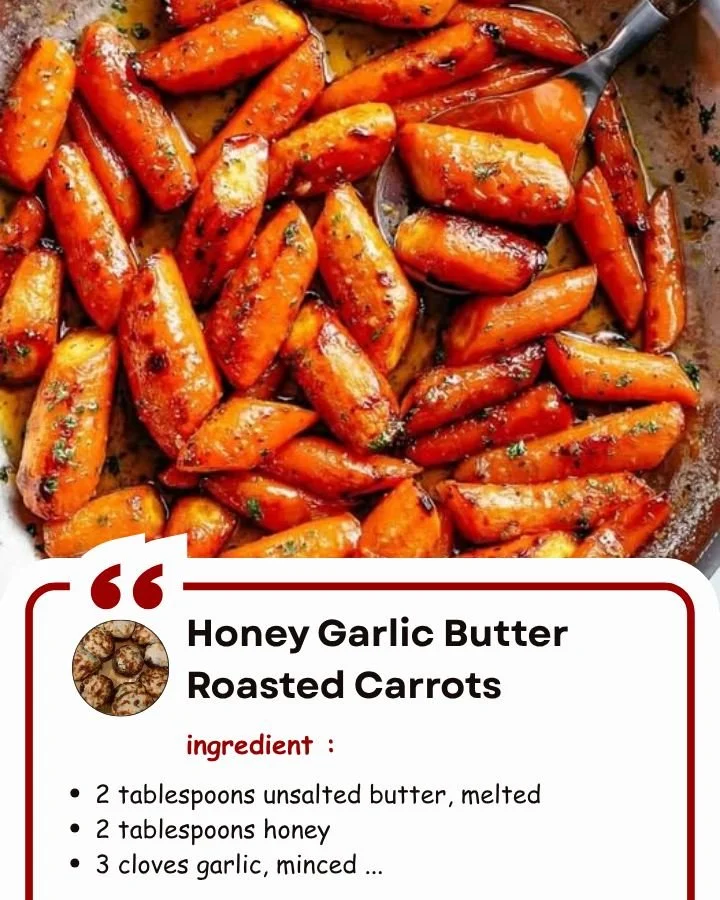 Honey garlic butter roasted carrots served on a plate.
