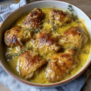 Honey Garlic Thyme Chicken served with herbs and spices