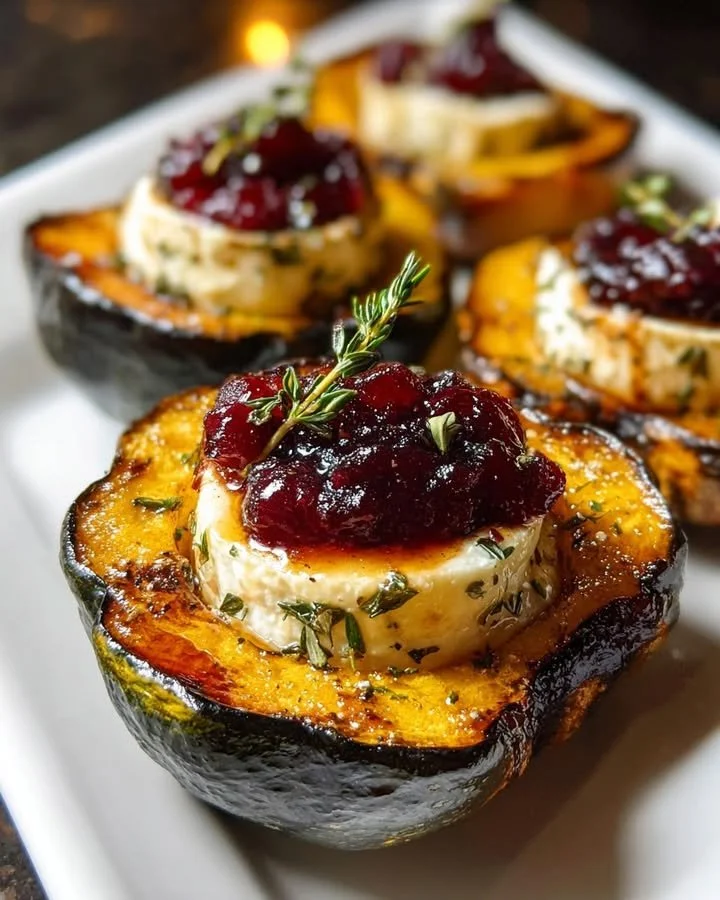 Honey-Glazed Acorn Squash with Cranberry Goat Cheese Magic