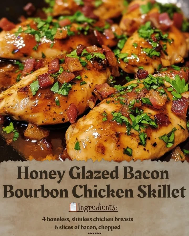 Honey Glazed Bacon Bourbon Chicken Skillet