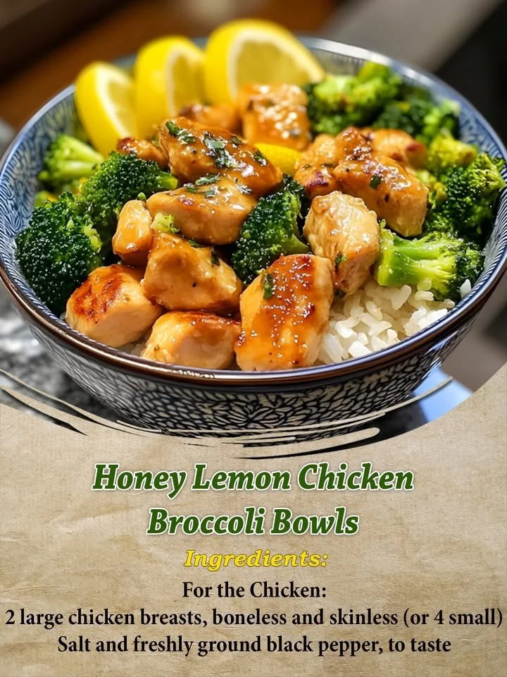Honey Lemon Chicken Broccoli Bowl with vibrant colors and fresh ingredients
