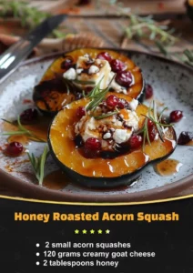 Honey roasted acorn squash dish with a golden glaze and herbs