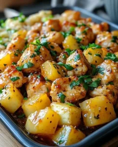 Delicious Honey Soy Chicken with Pineapple and Vegetables served in a bowl