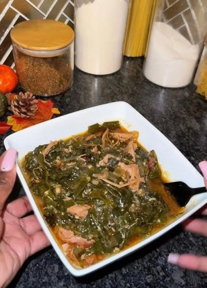 A vibrant pot of greens filled with healthy vegetables ready to be enjoyed.