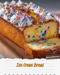 Delicious ice cream bread served in a bowl with toppings