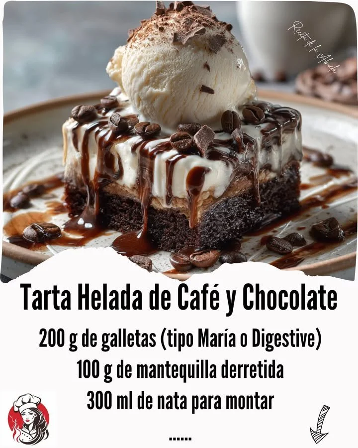 Iced Coffee and Chocolate Tart garnished with chocolate shavings and coffee beans