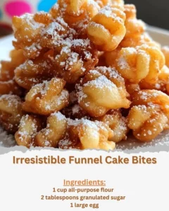 Delicious funnel cake bites served with powdered sugar