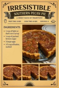 Irresistible homemade pecan pie with a golden crust and rich filling.