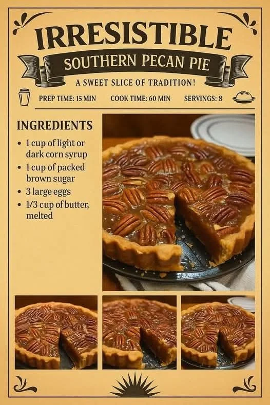 Irresistible homemade pecan pie with a golden crust and rich filling.