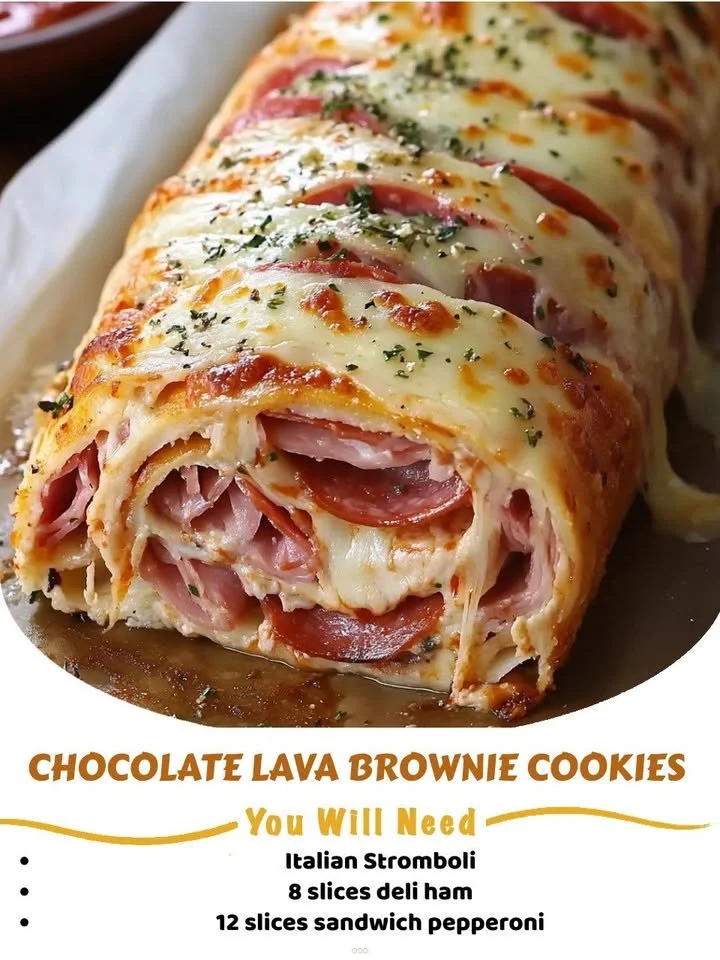 Delicious Italian Stromboli filled with cheese and meats, cut into slices.