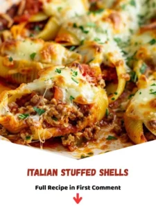 Delicious Italian stuffed shells filled with ricotta and marinara sauce