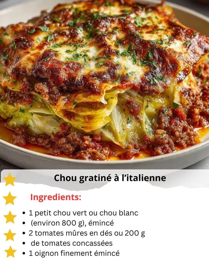 Delicious Italian-style gratinated cabbage topped with cheese and herbs.