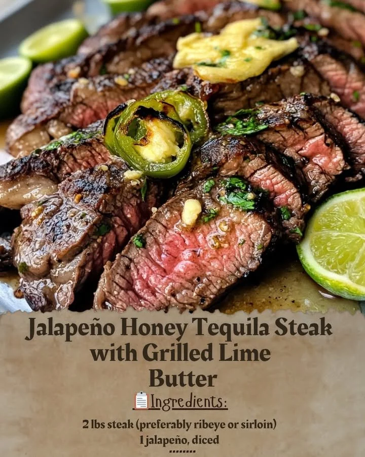 Jalapeño Honey Tequila Steak with Grilled Lime Butter