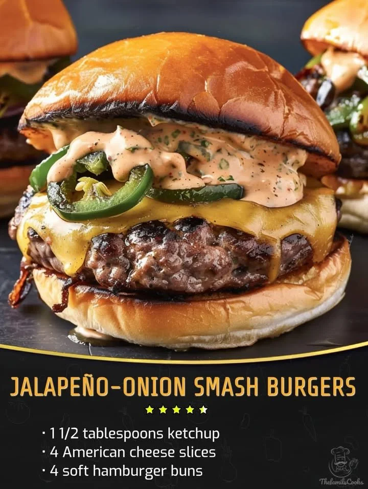Jalapeño-onion smash burgers served with fresh toppings
