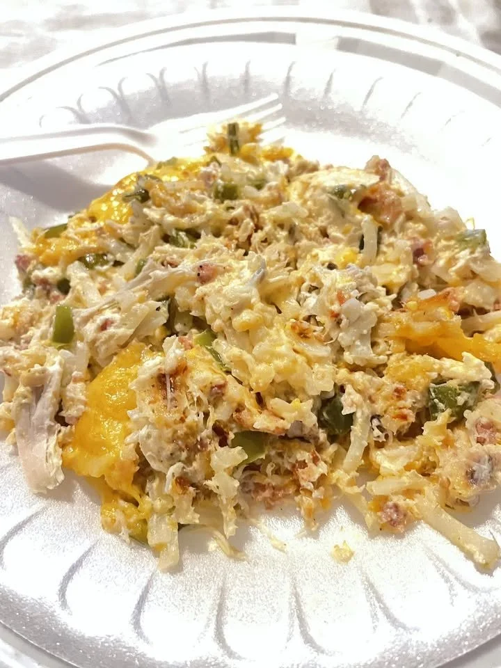 Delicious Jalapeño Popper Casserole topped with cheese and jalapeños
