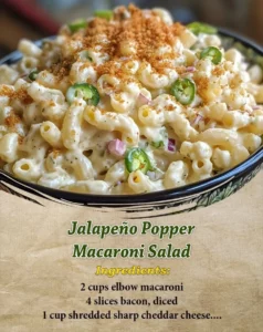 Jalapeño Popper Macaroni Salad served in a bowl