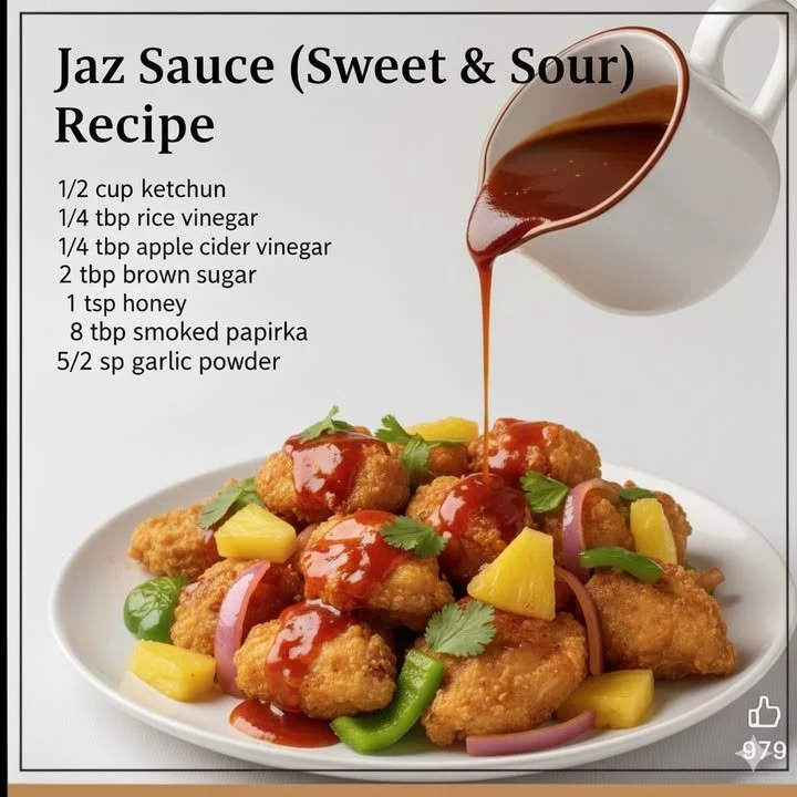 Bottle of Jaz Sauce (Sweet & Sour) with a vibrant label and ingredients.