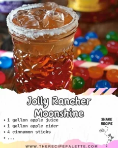 Bottles of colorful Jolly Rancher Moonshine showcasing fruity flavors.