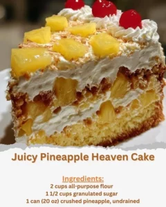 Juicy Pineapple Heaven Cake - a delicious pineapple cake topped with fresh fruit