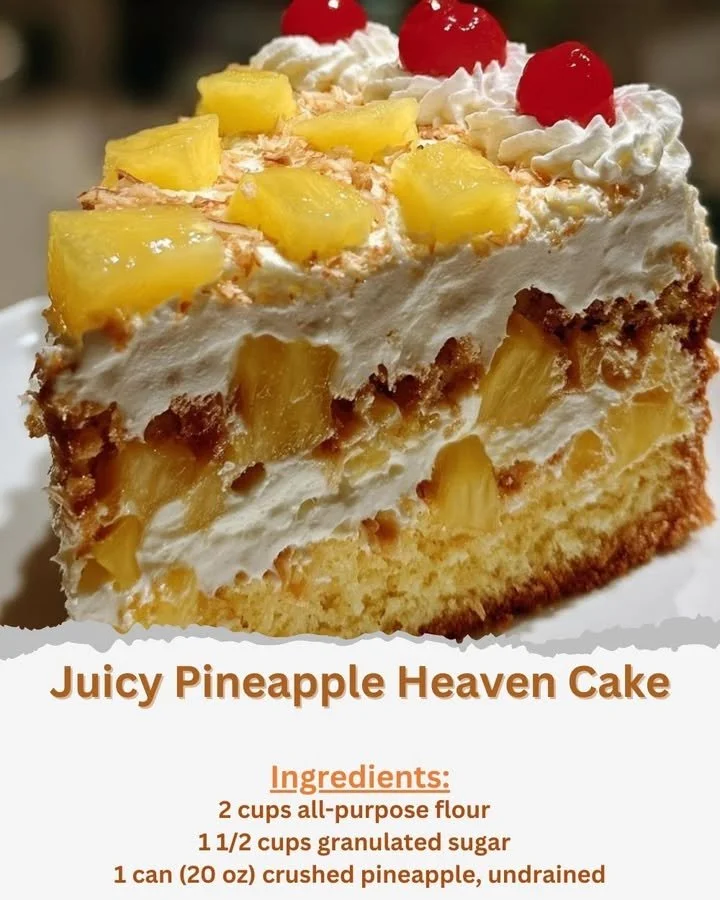 Juicy Pineapple Heaven Cake - a delicious pineapple cake topped with fresh fruit