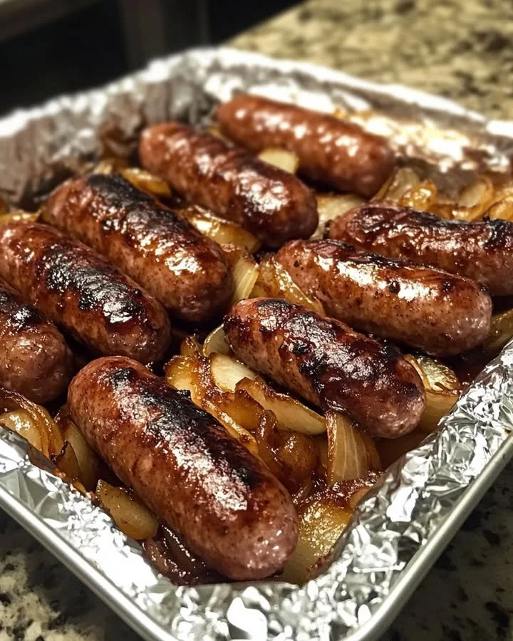 Deliciously cooked brats on a grill ready to serve.