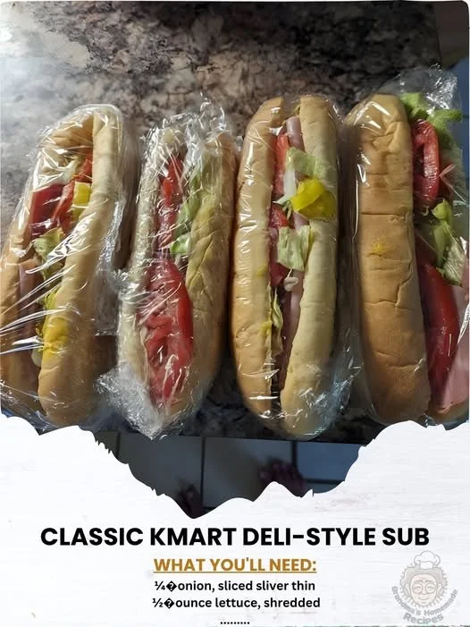 Delicious K Mart Submarine Sandwich with fresh ingredients and toppings.