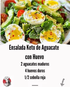 Keto Avocado Salad with Egg served in a bowl, garnished with herbs