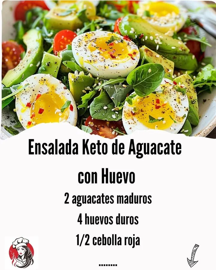 Keto Avocado Salad with Egg served in a bowl, garnished with herbs