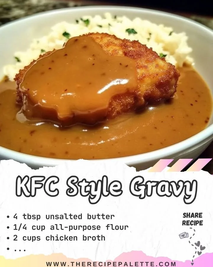 Homemade KFC style gravy served over crispy fried chicken.