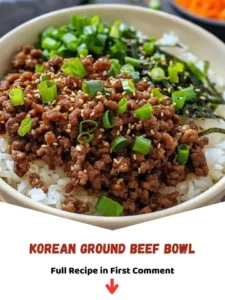 Delicious Korean Ground Beef Bowl with vegetables and rice