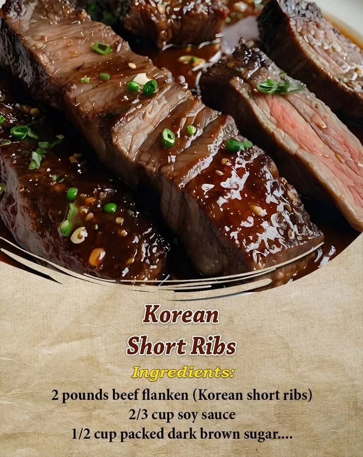 Delicious Korean Short Ribs garnished with sesame seeds and green onions