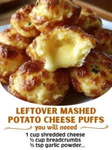 Delicious leftover mashed potato cheese puffs served as a snack