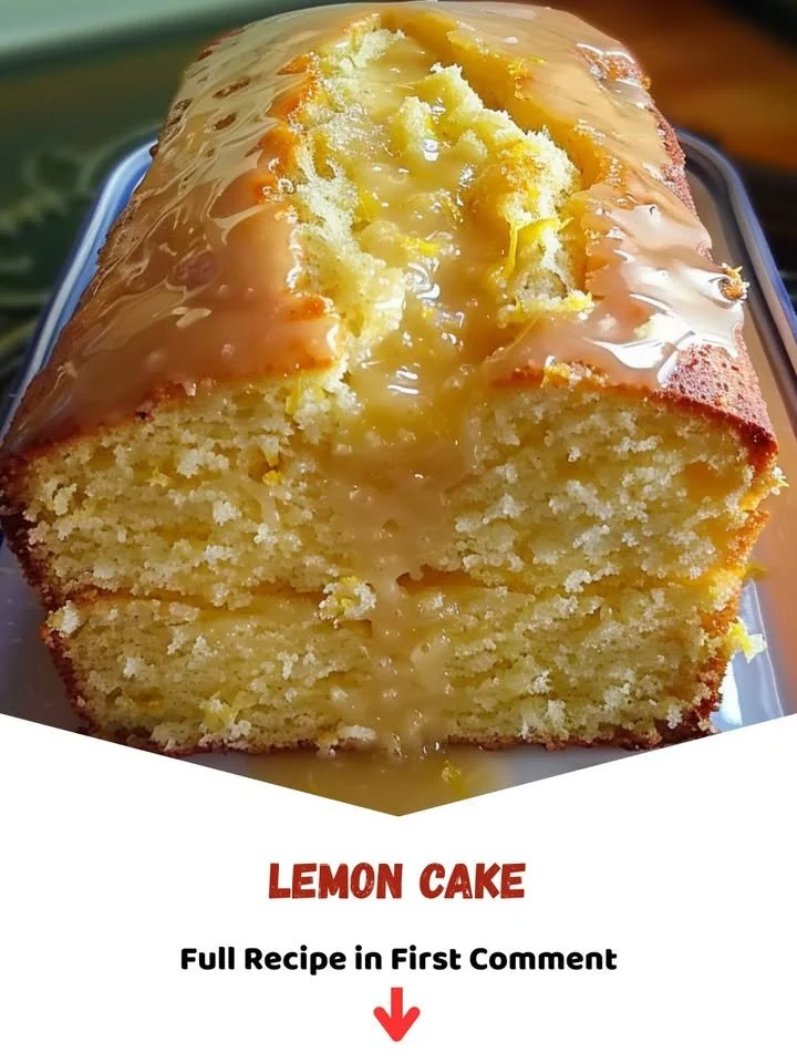 Deliciously moist lemon cake with a fresh lemon glaze on top
