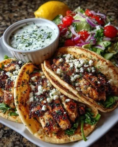 Lemon Chicken Pita Wrap with fresh vegetables and zesty sauce