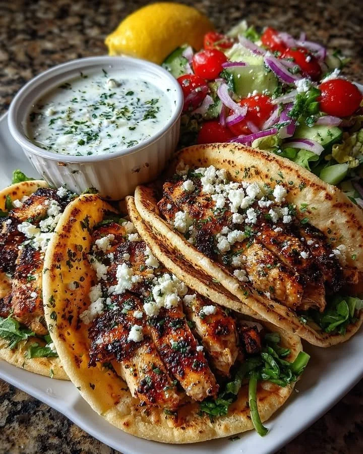 Lemon Chicken Pita Wrap with fresh vegetables and zesty sauce