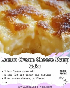 Delicious Lemon Cream Cheese Dump Cake with a creamy lemon topping