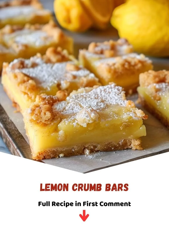 Delicious homemade Lemon Crumb Bars with a buttery crumb topping and tangy lemon filling