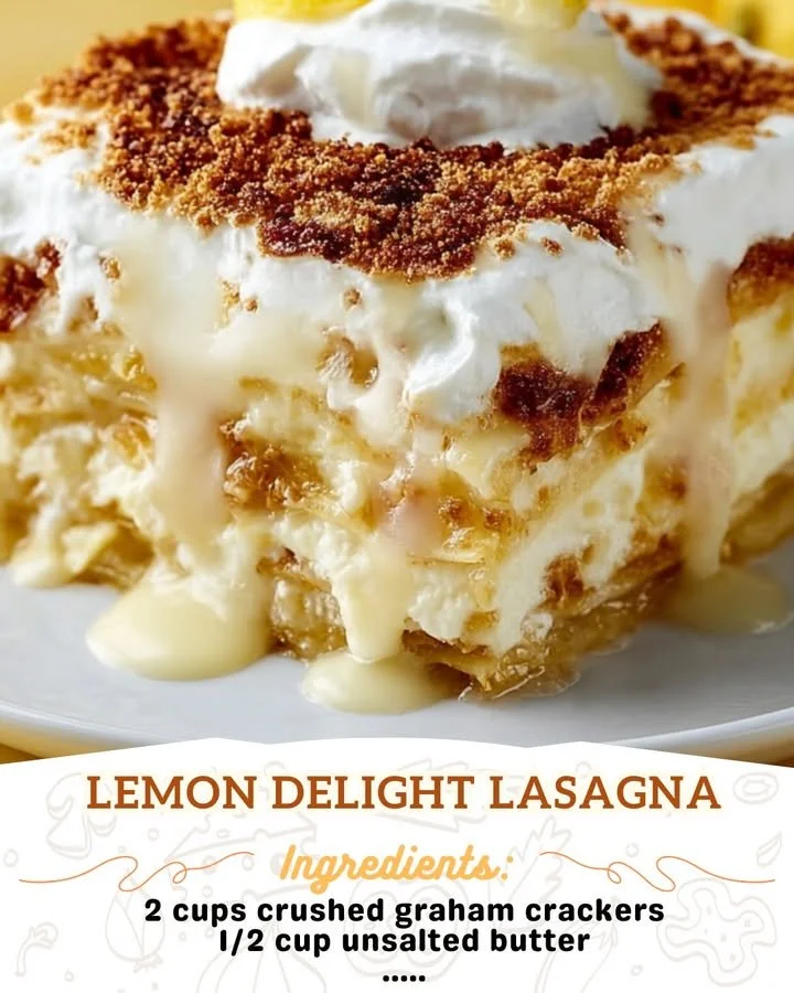 Delicious Lemon Delight Lasagna with layers of lemony cream and zest