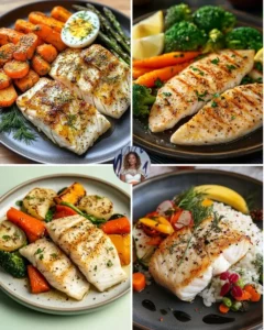 Delicious Lemon Garlic Cod served with roasted carrots on a plate